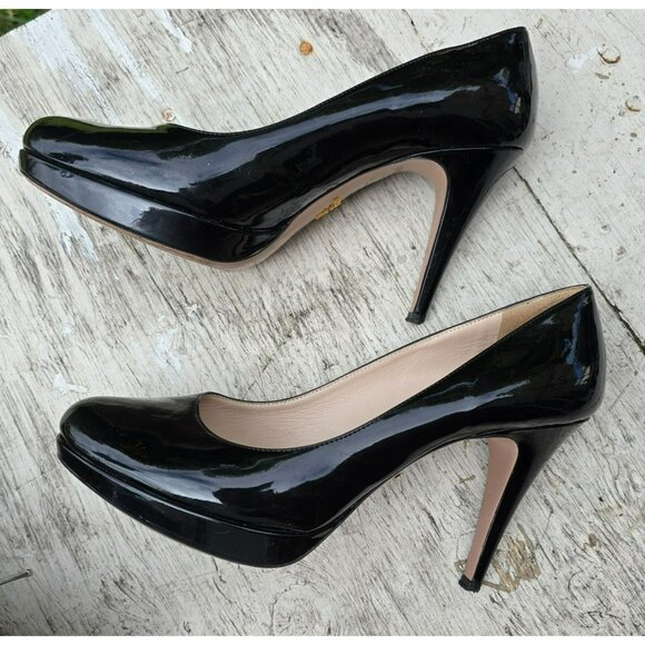 Prada Womens Black Patent Leather High Heel Pumps Size 9 (40.5) JJ4099 - Picture 5 of 16